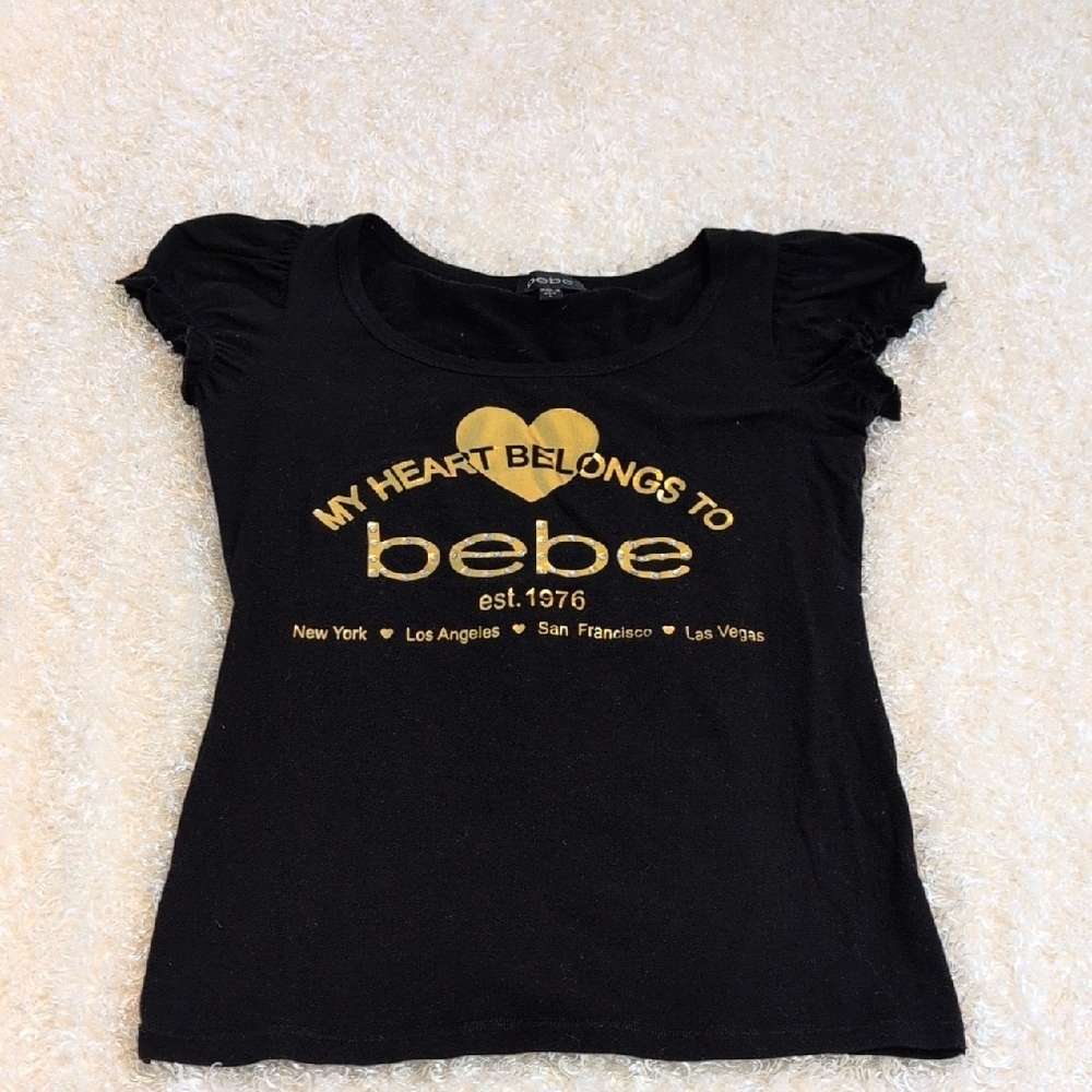 Darling Bebe Black and Gold blingy top Size L
